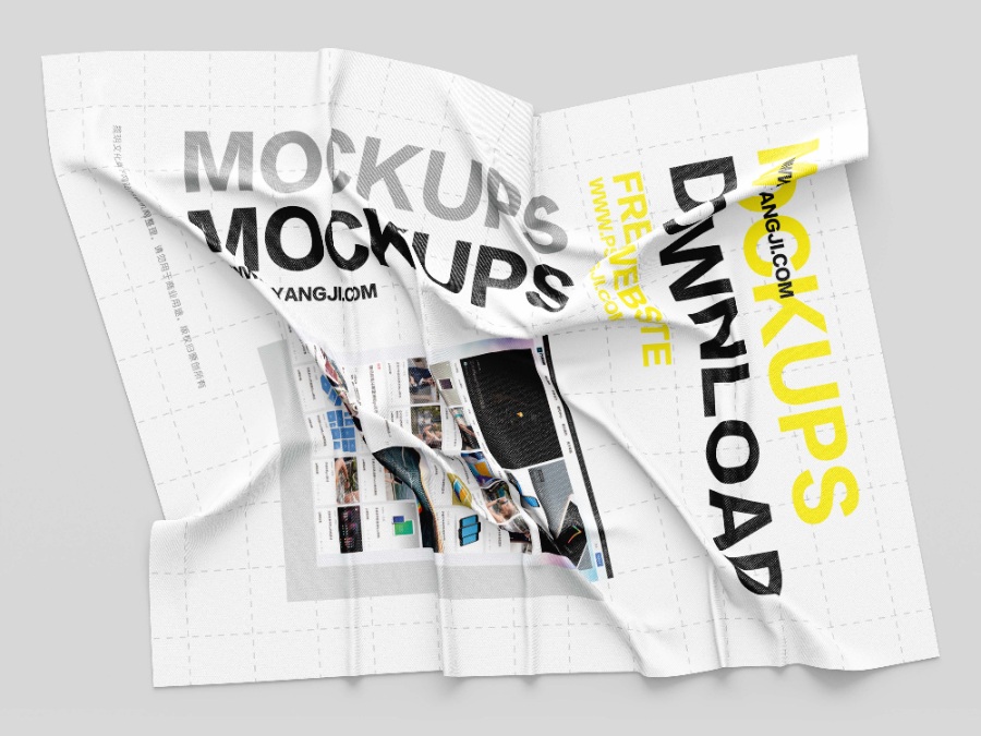 7款潮流mockups皱纹布料ps样机(登陆免费下载,不会用请留言)