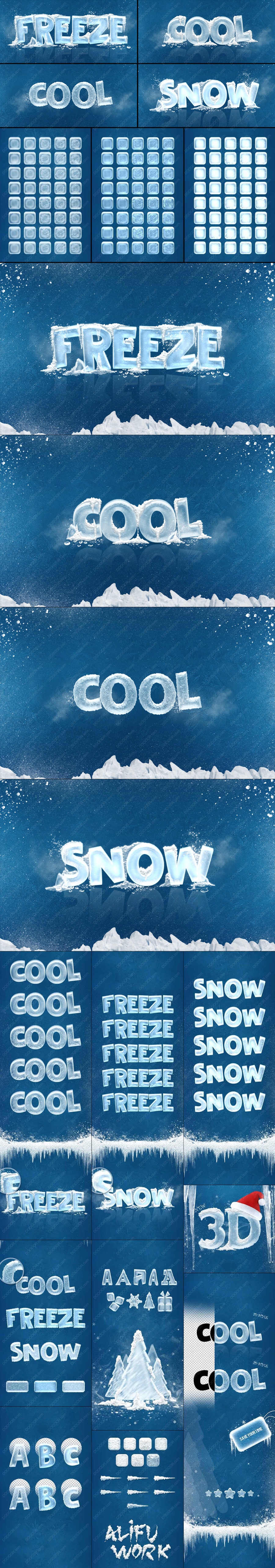 冰冻冰雪特效字ps样机