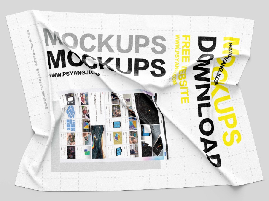 7款潮流mockups皱纹布料ps样机(登陆免费下载,不会用请留言)