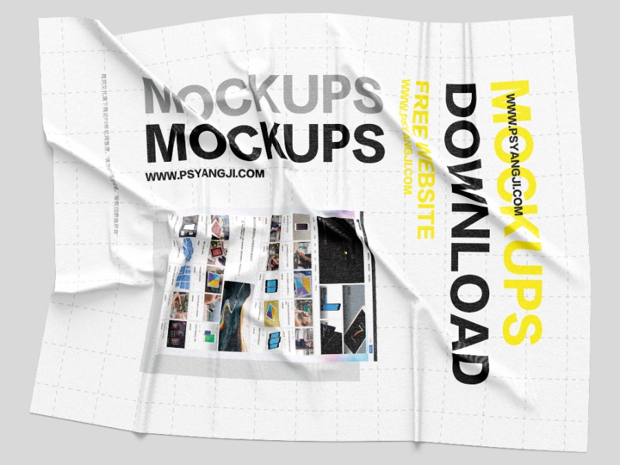 7款潮流mockups皱纹布料ps样机(登陆免费下载,不会用请留言)