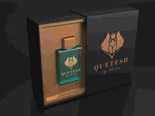 带包装盒的ps样机场景素材，适合化妆品、U盘等产品logo展示样机psd模板