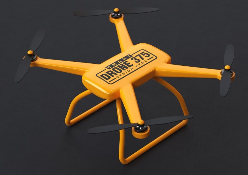 无人机ps样机场景，免费航拍飞行器产品效果图设计，飞机logo样机psd素材