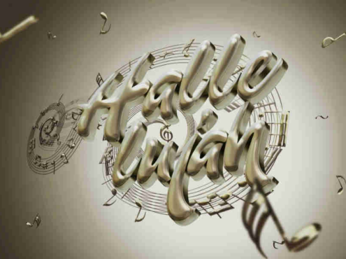 鎏金音乐和音符风格3d立体字英文样机素材