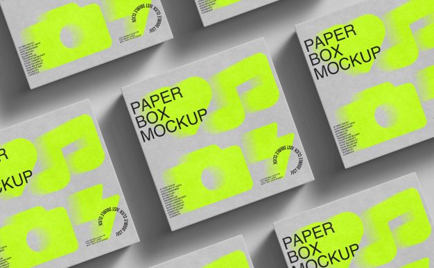 高级正方形天地盖礼盒PSD样机素材