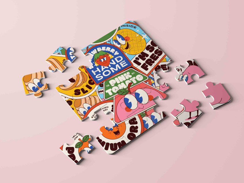 益智拼图设计效果图PSD样机模板