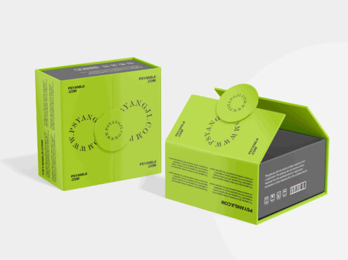 高级对开双开门磁吸礼盒设计PS样机,纸盒包装设计效果图展示VI贴图样机模板PSD素材