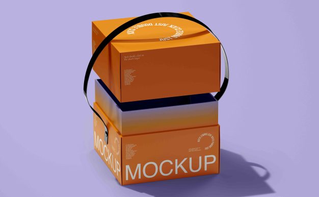 精致天地盖手提礼盒包装设计PS样机VI贴图素材