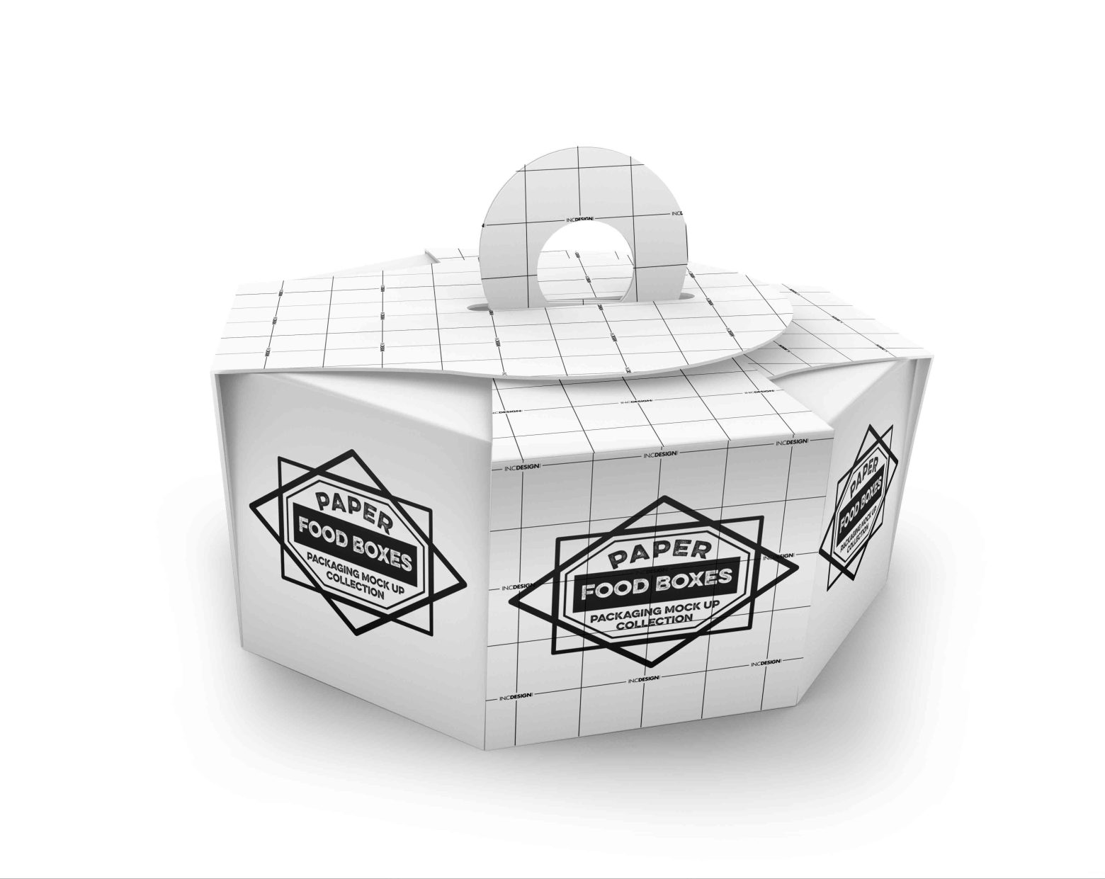 手提式八角盒设计ps贴图模板