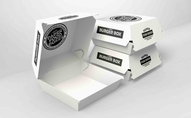 汉堡翻盖盒效果设计ps样机模型
