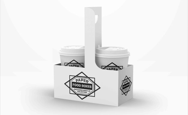 饮品提手盒包装设计psd样机素材