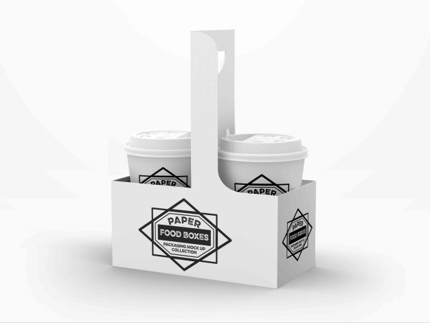 饮品提手盒包装设计psd样机素材